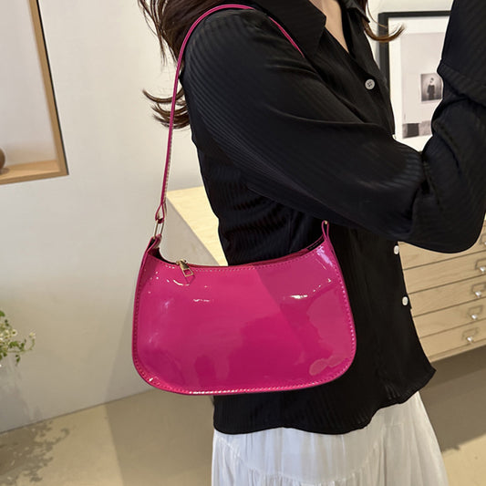 Retro Solid Color PU Leather Shoulder Underarm Bag