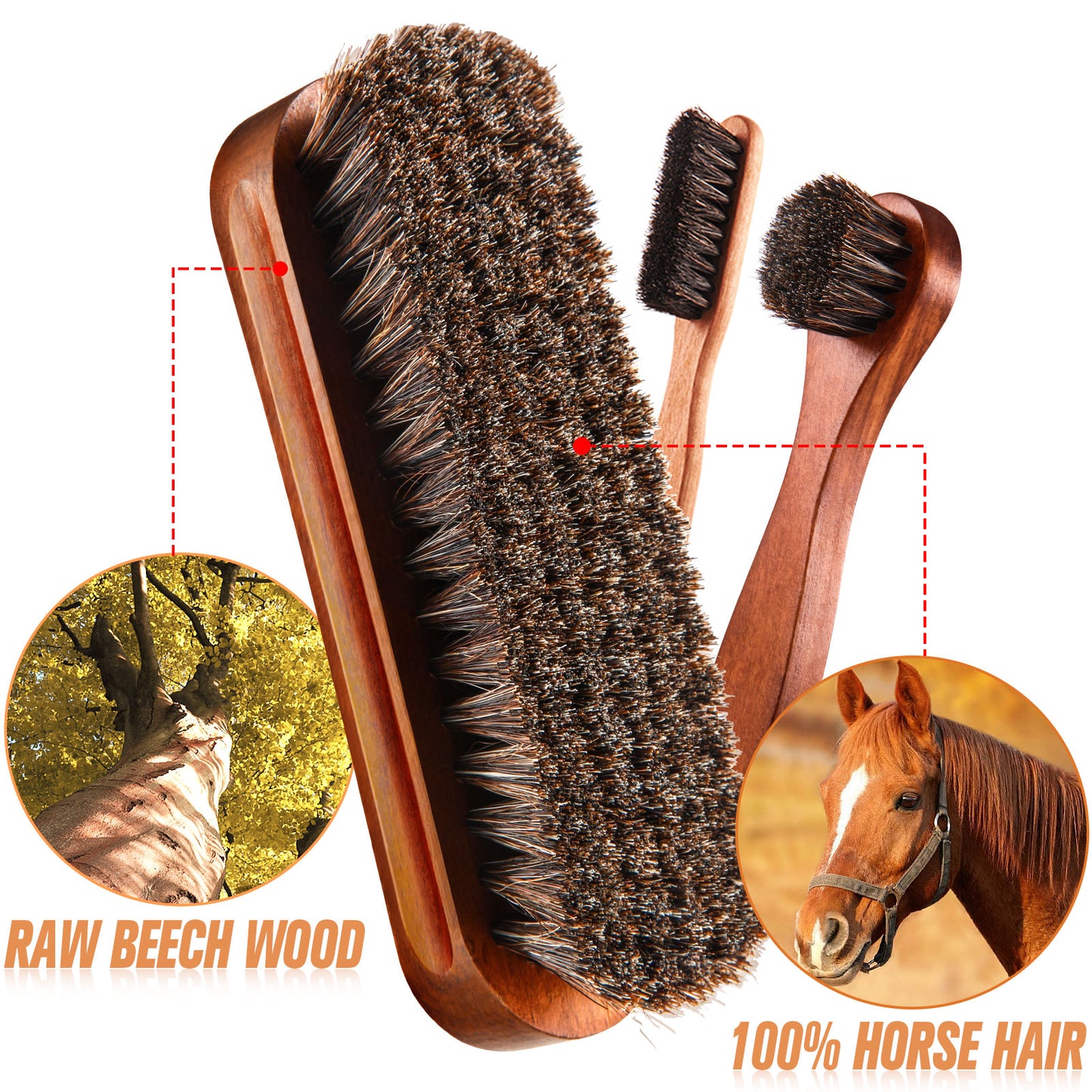 Horsehair Gloss shoe brush Kit Polishing Applicator