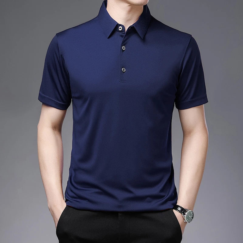 2024 Men's New Solid Color Business Casual POLO Shirt Summer