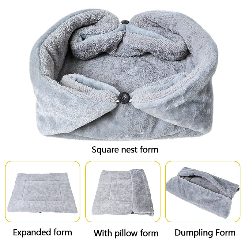 4 Modes Folding Cat Bed Warm Thickened Cat Bed