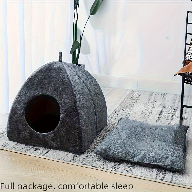 1pc Cozy Semi-enclosed Cat Bed
