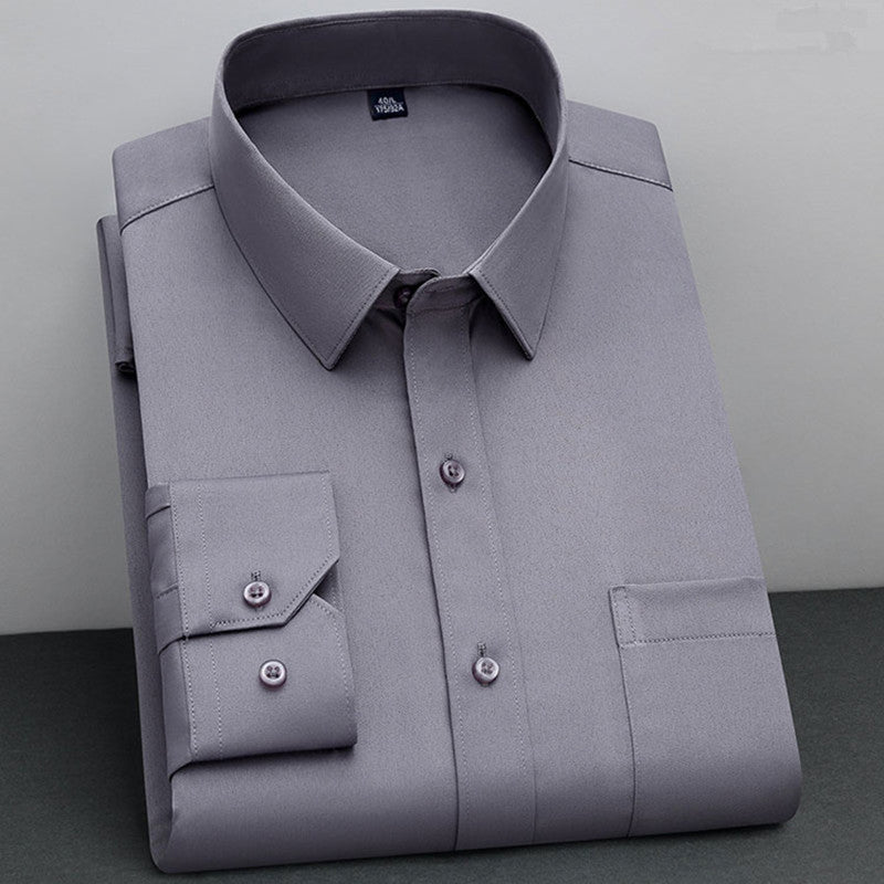 New Fashion Non-iron Shirt Anti-wrinkle Classic Solid Business Casual Soft Wear