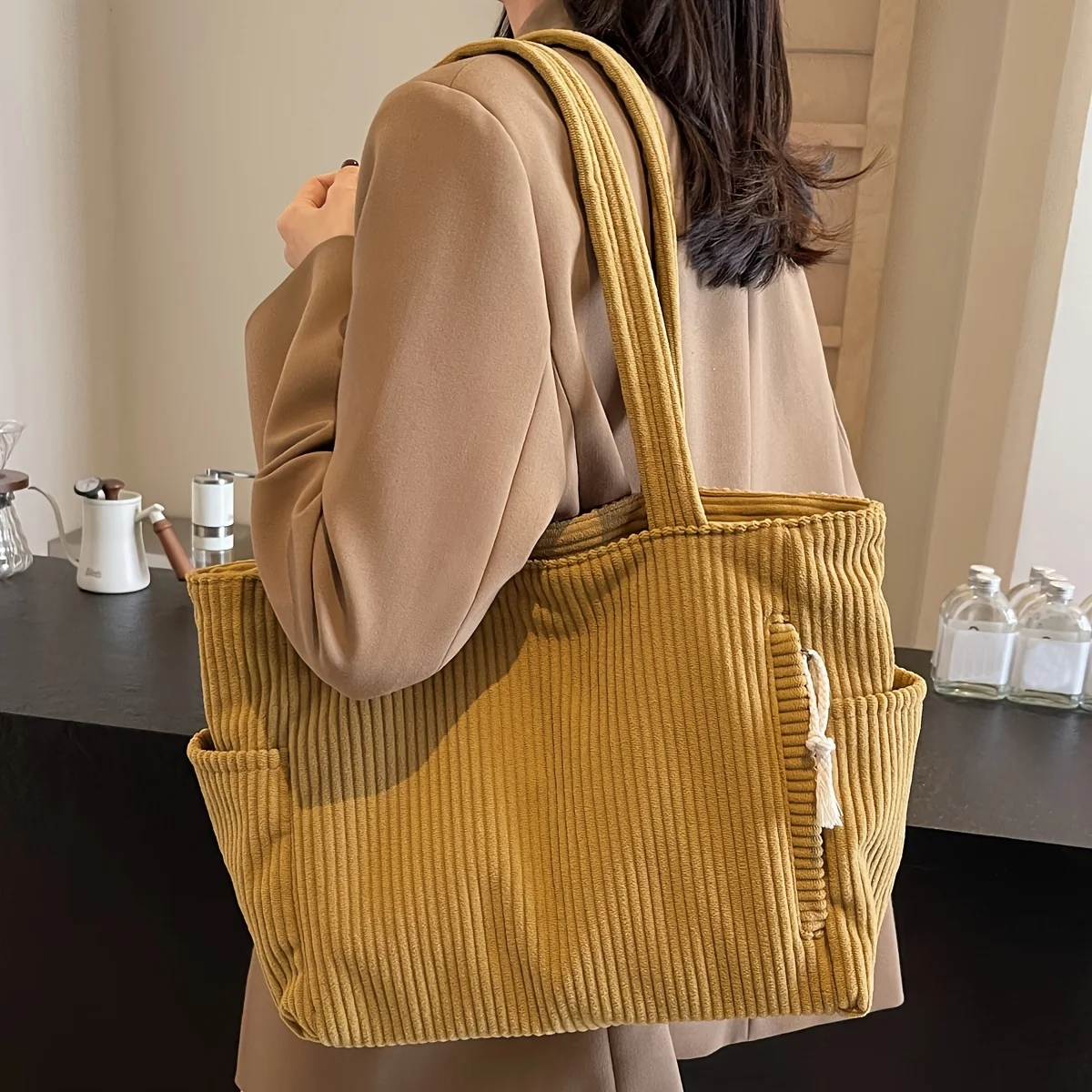 Durable Soft Corduroy Women's Casual Tote Bag