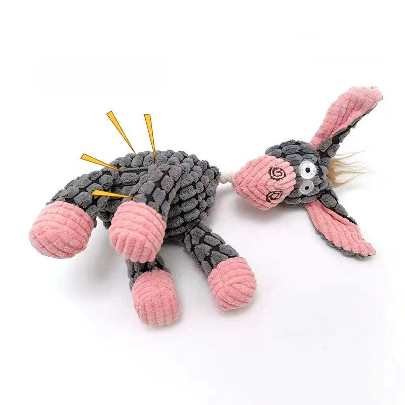 Plush Squeaky Dog Toy Donkey Shape Pet Toys Bite Resistant Squeaky Toys