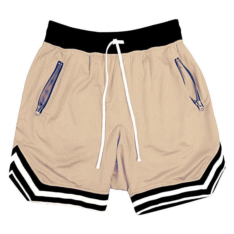 Men's zippered pocket drawstring shorts, sportswear,