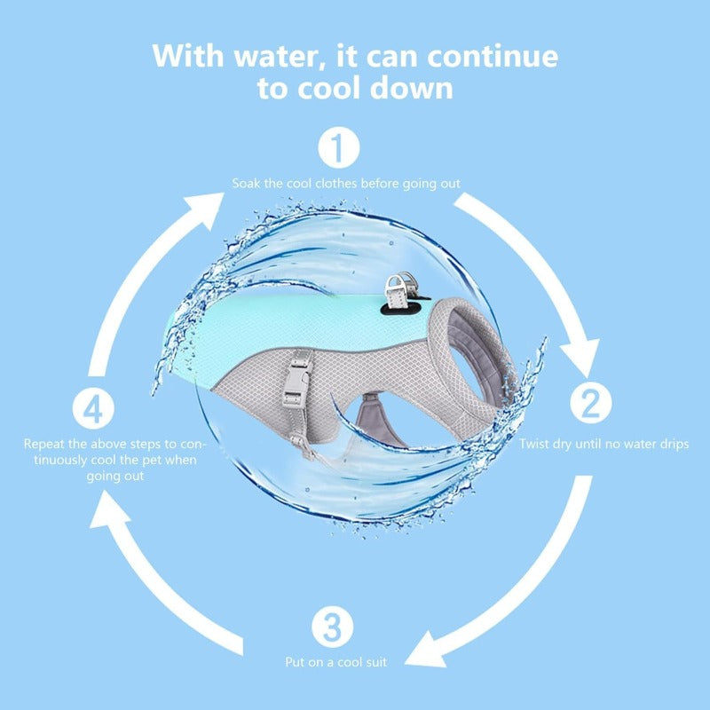 Summer Dog Cooling Vest Harness Reflective Quick Release Hot Pet Clothes