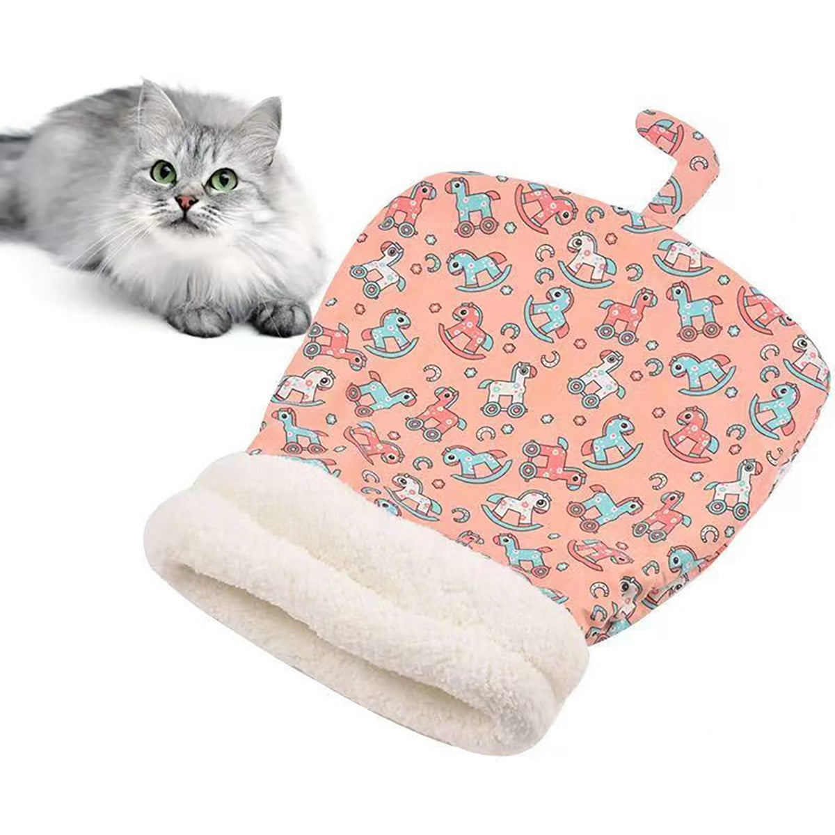 Cat Sleeping Bag Soft Cuddly Fluffy Feel Thickened Pet Pocket Type Quilt Bed