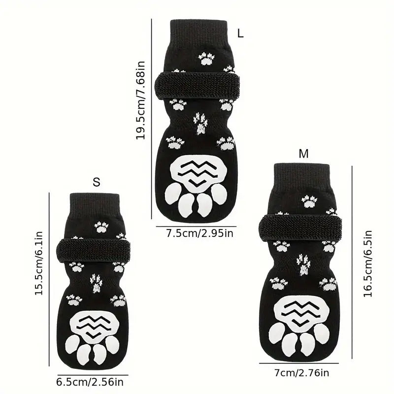 Anti-Slip Dog Socks 4pcs Paw Protector Traction Control Adjustable Indoor Wear