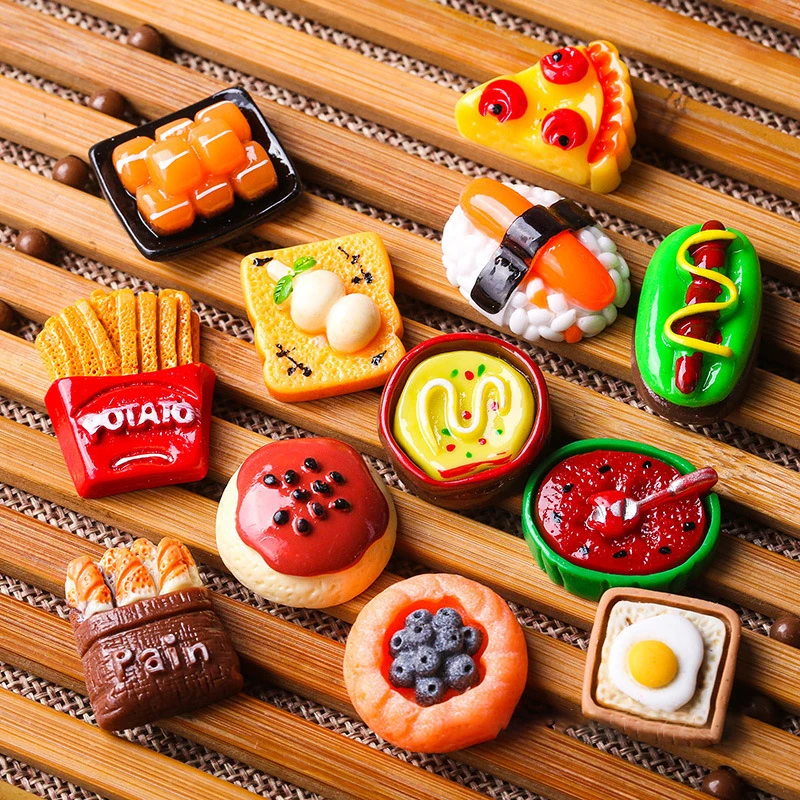 30/60Pcs Mini Food Toys Mixed Style Resin Food Dolls