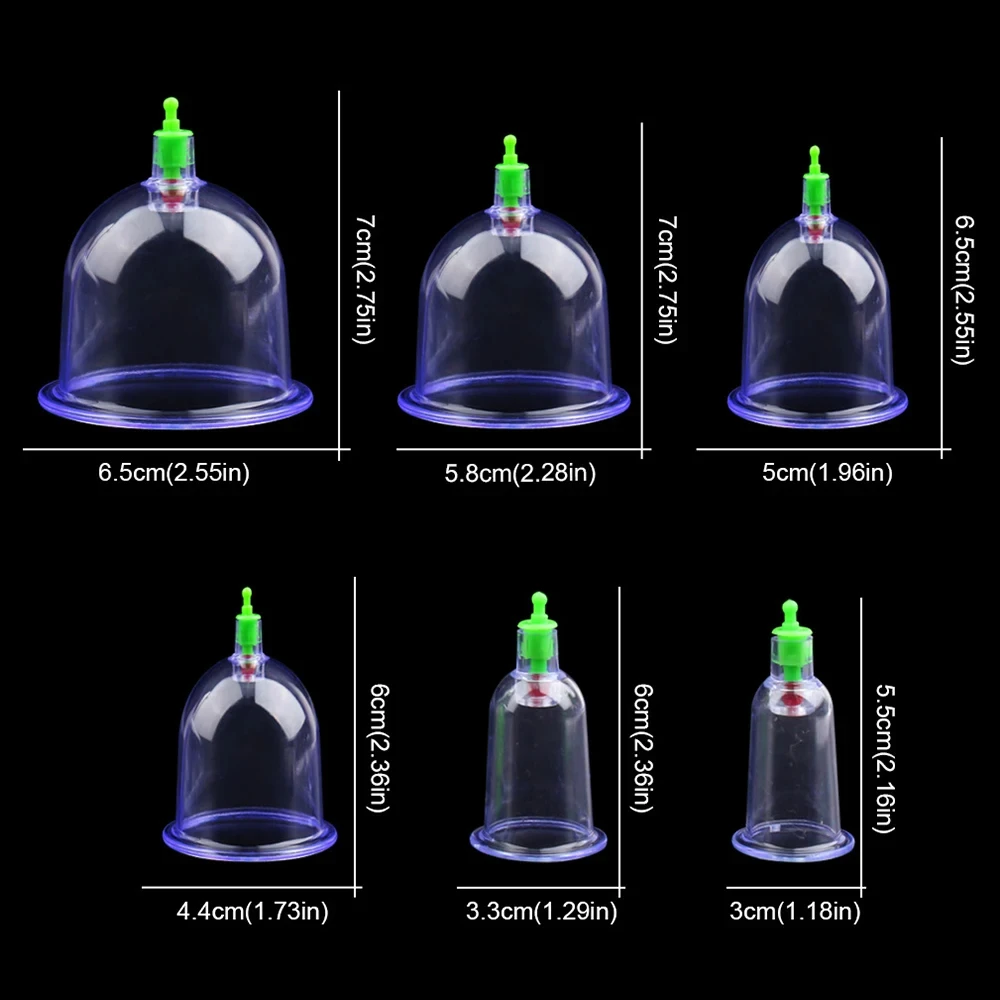 6Pcs Vacuum Cupping Sets with Pumping Gun Suction Cups