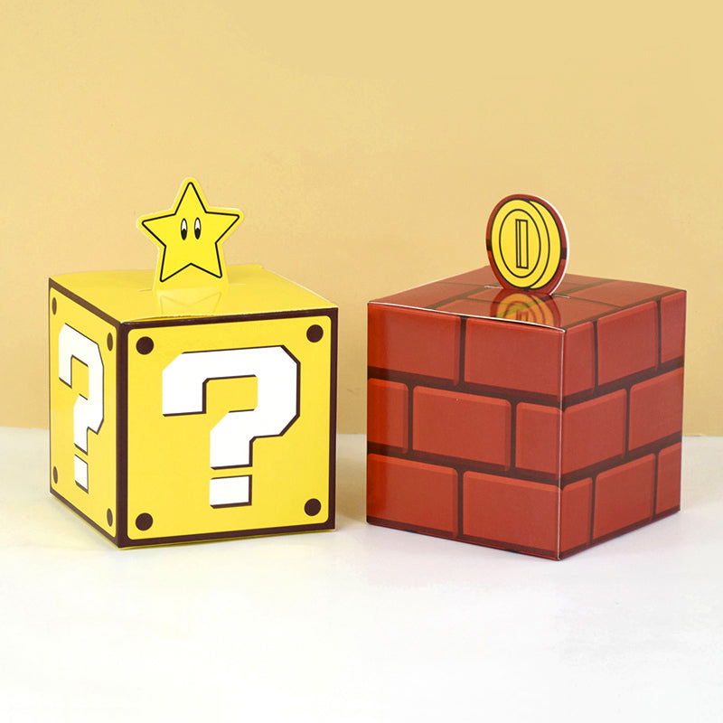 6Pcs Question Blocks Gift Box Kids Video Game Theme Birthday Party