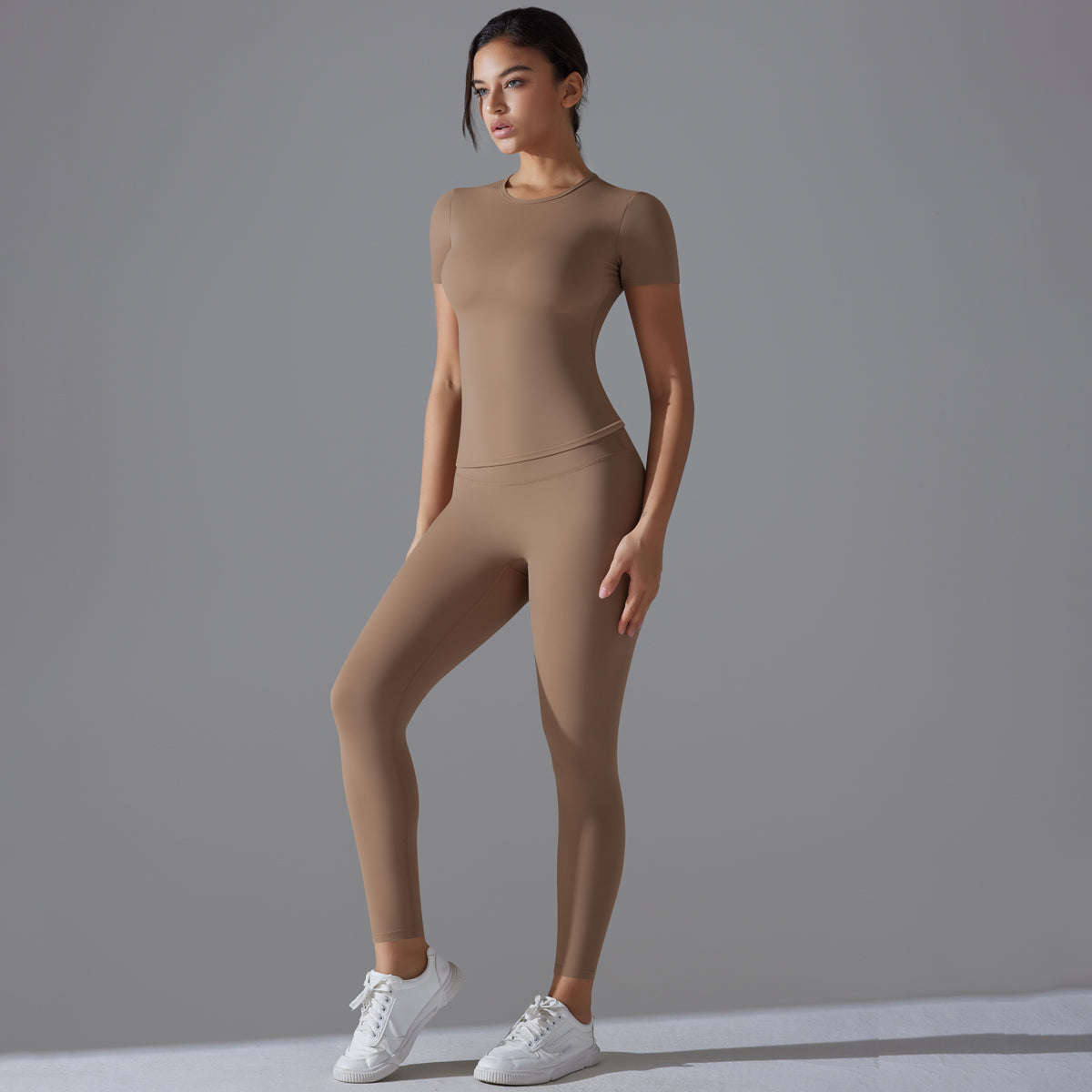 Quick-Drying Gym Leggings Set Yoga Suit Sports Set Sleeve Breathable