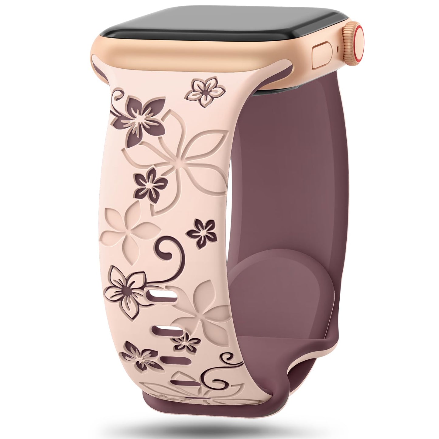 Floral Engraved Strap For Apple Watch Band 41mm 40mm