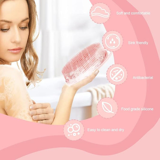 Silicone Shower Brush Hooked Double Side Scrubbing Massage Brush