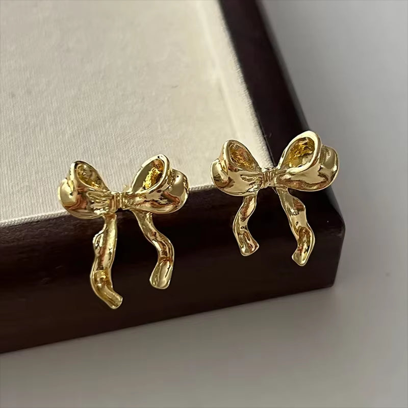 FTCY Vintage Metal Bowknot Earrings For Women