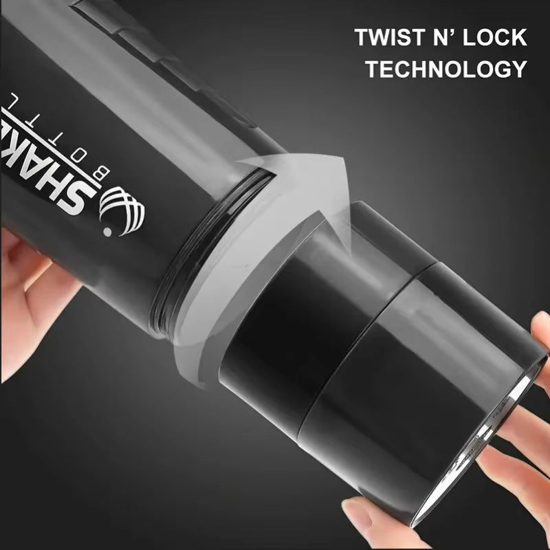 Shaker Bottle With Power Container 2 Tiers