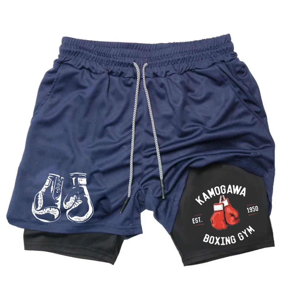 Men's compression gym shorts, boxing printed sports pant