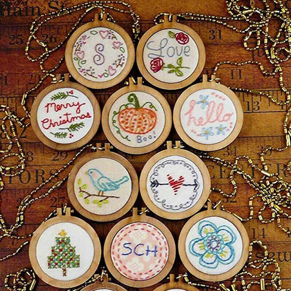 10Pcs/Set Wooden Mini Embroidery Hoop Ring
