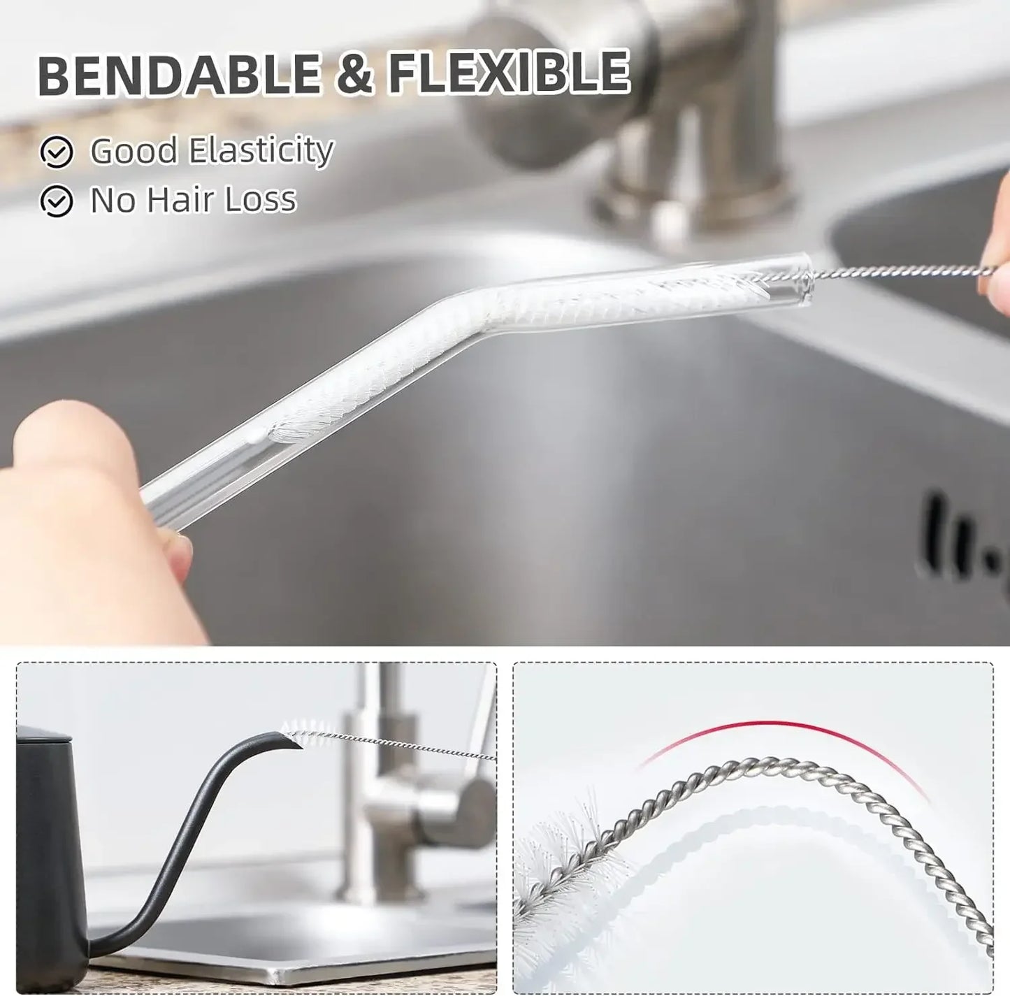 Drinking Straw Cleaning Brush Kit Reusable Tube Pipe Cleaner