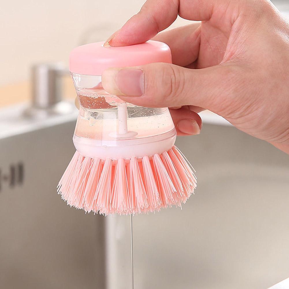 Kitchen Wash Pot Dish Brush With Automatic Soap Liquid Dispenser
