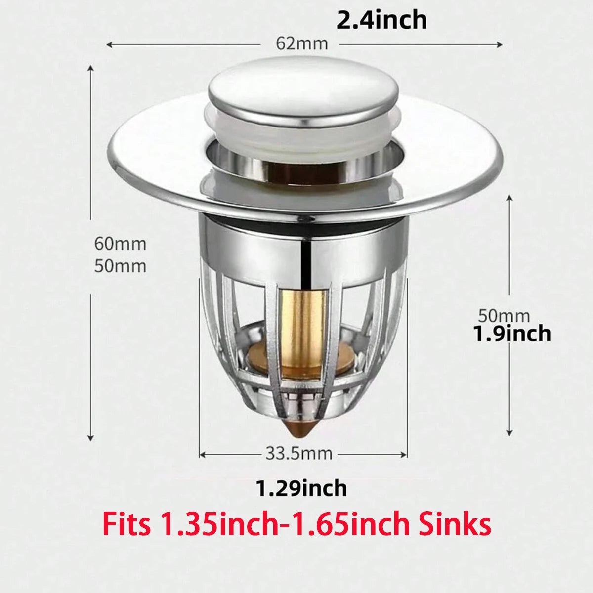 Universal Rebound Drain Plug Filter Basin Pop-up