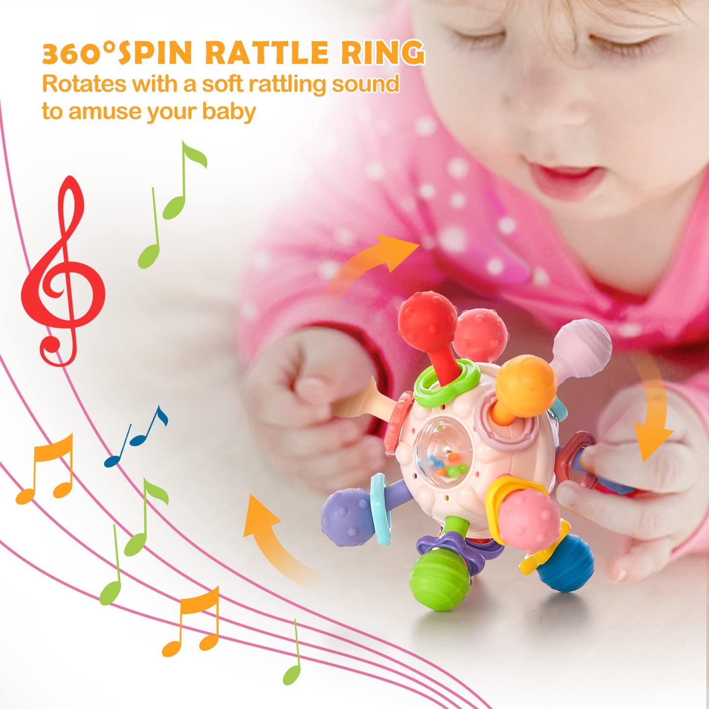 Montessori Baby Teething Toys Sensory Chew Teething Ball Rattle