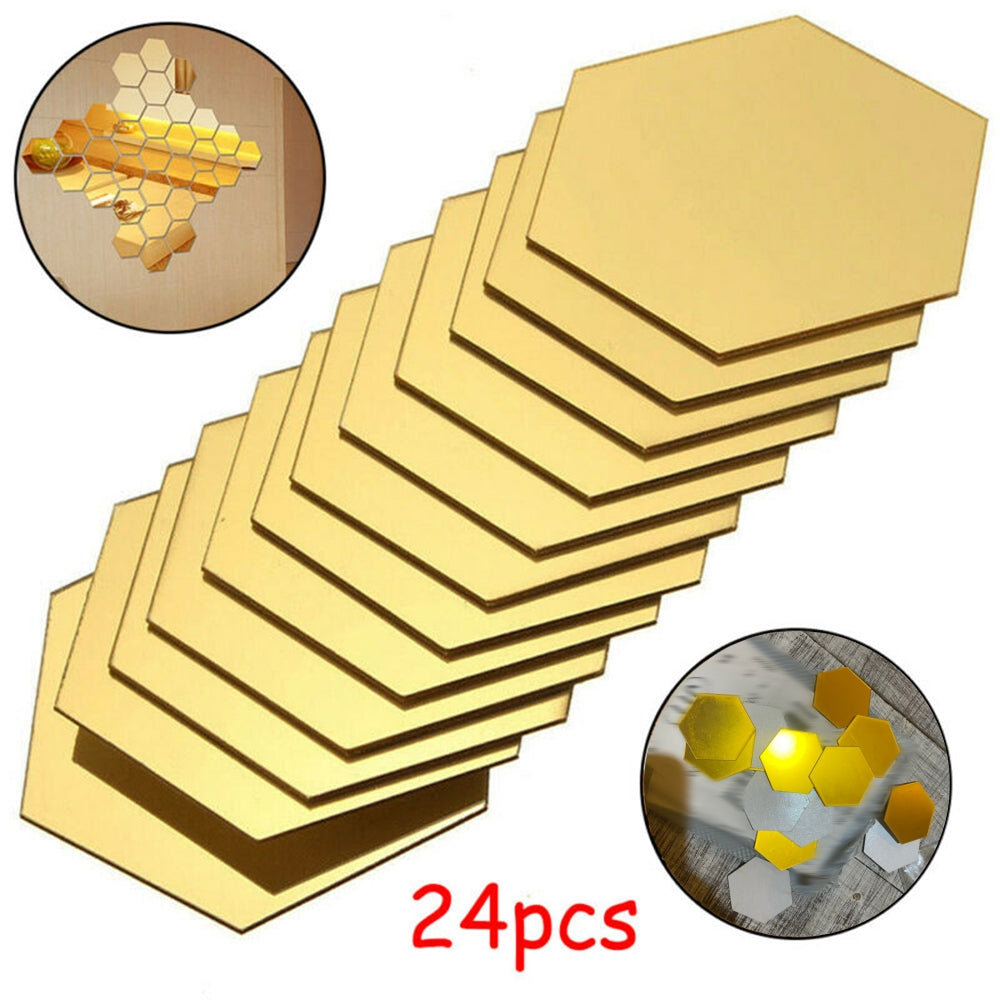 Mirror Sticker Acrylic Wall Sticker Hex Self-Adhesive Mosaic Tiles