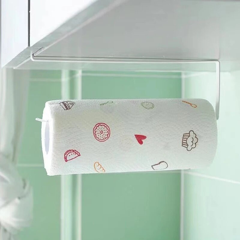 Paper Roll Holder Towel Rack Cling Film Storage Rack Bathroom