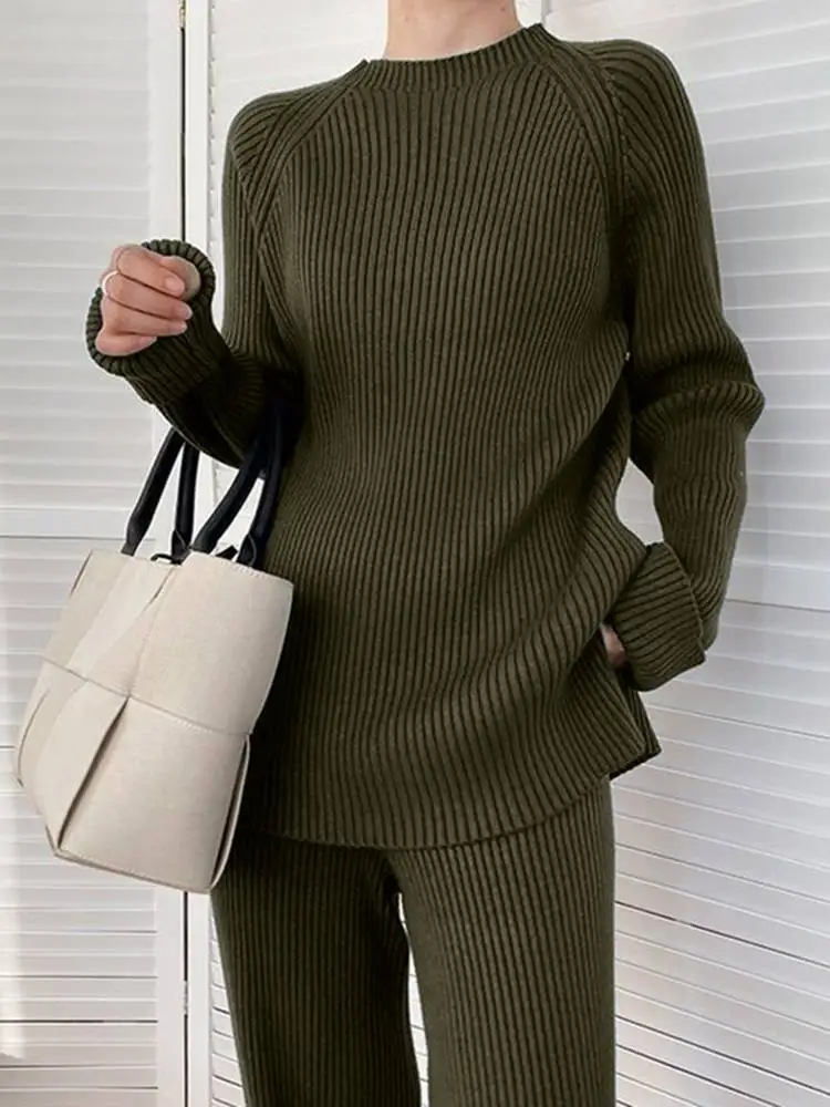 Women Casual Solid Tracksuit  Vintage Loose Matching Sets