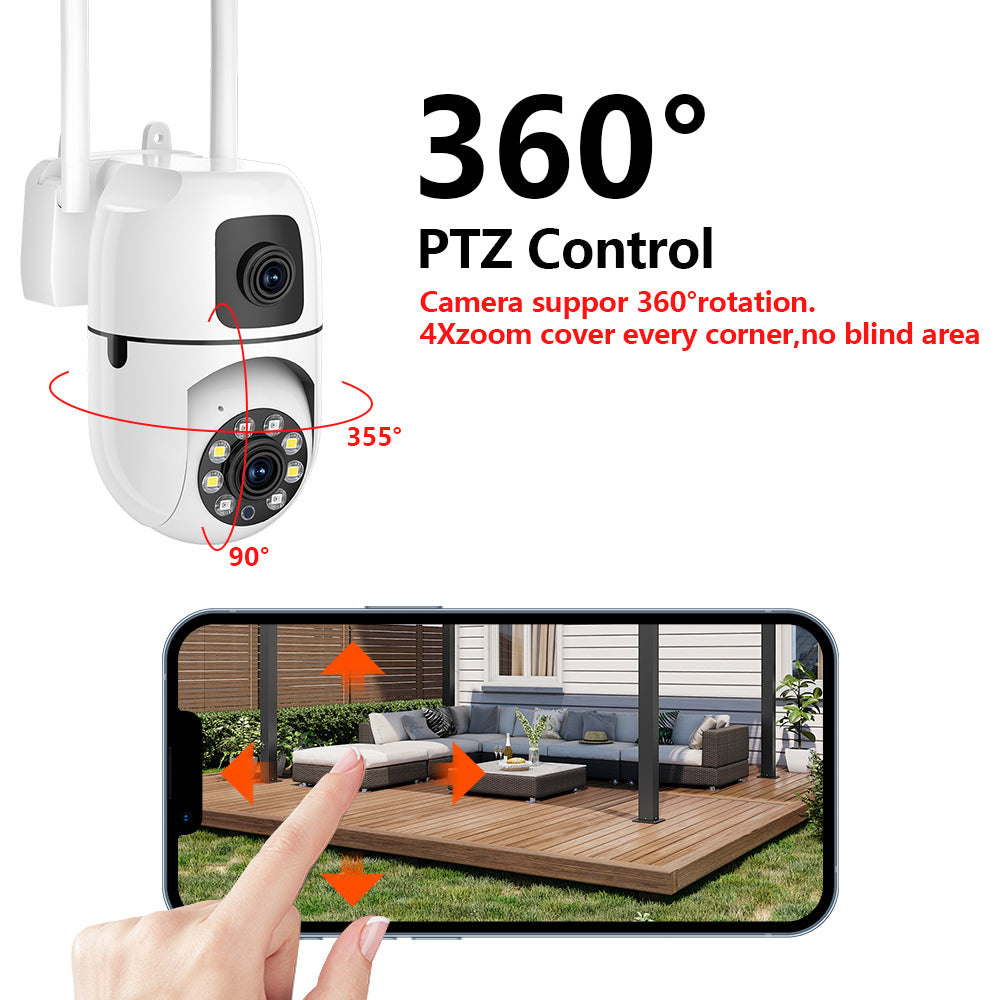 8MP Dual Lens WiFi Camera Dual Screen Wifi Surveillance Camera Outdoor