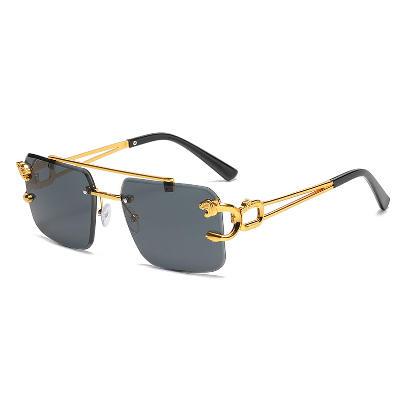 Fashion Rimless Square Double Bridge Sun Glasses