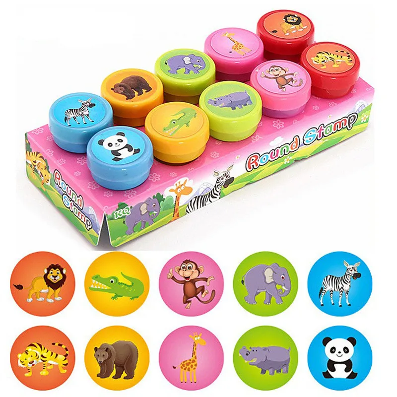 10pcs Assorted Stamps for Kids Self-ink Stamps Children Toy
