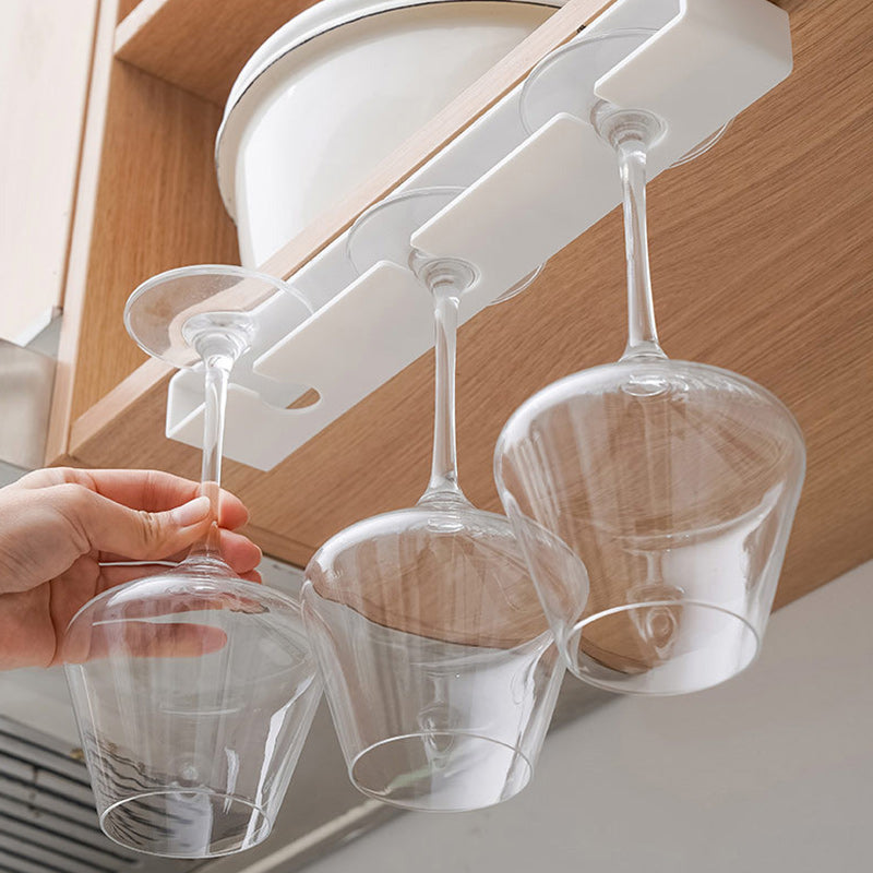 Kitchen Under Cabinet Free Punching Holder Wine Glass Rack