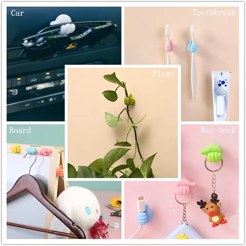 10pcs Wall Hooks Silicone Thumb Self-Adhesive Thumb