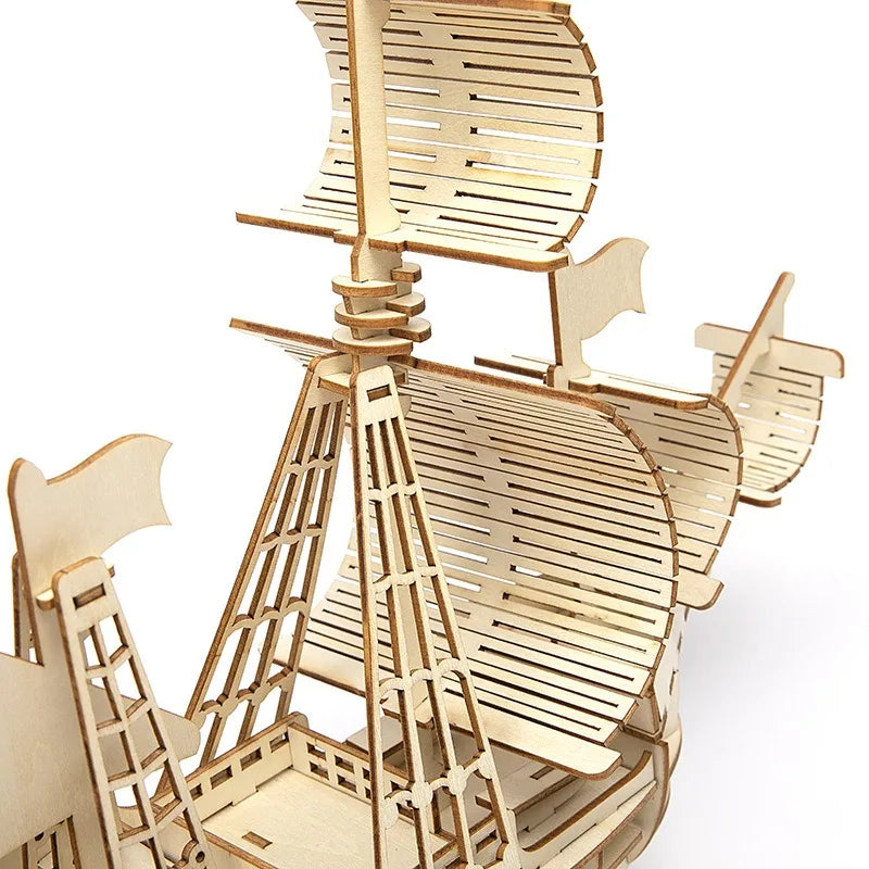 1PC 3D Sailboat Wooden Puzzle Assembly