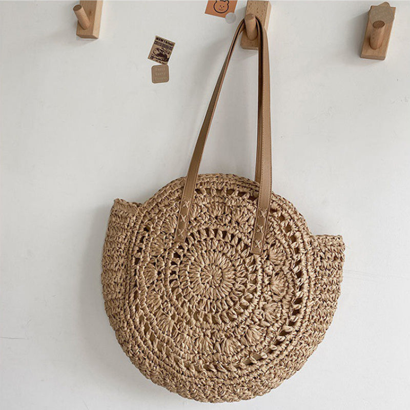 Summer Round Straw Women Woven Shoulder Bag