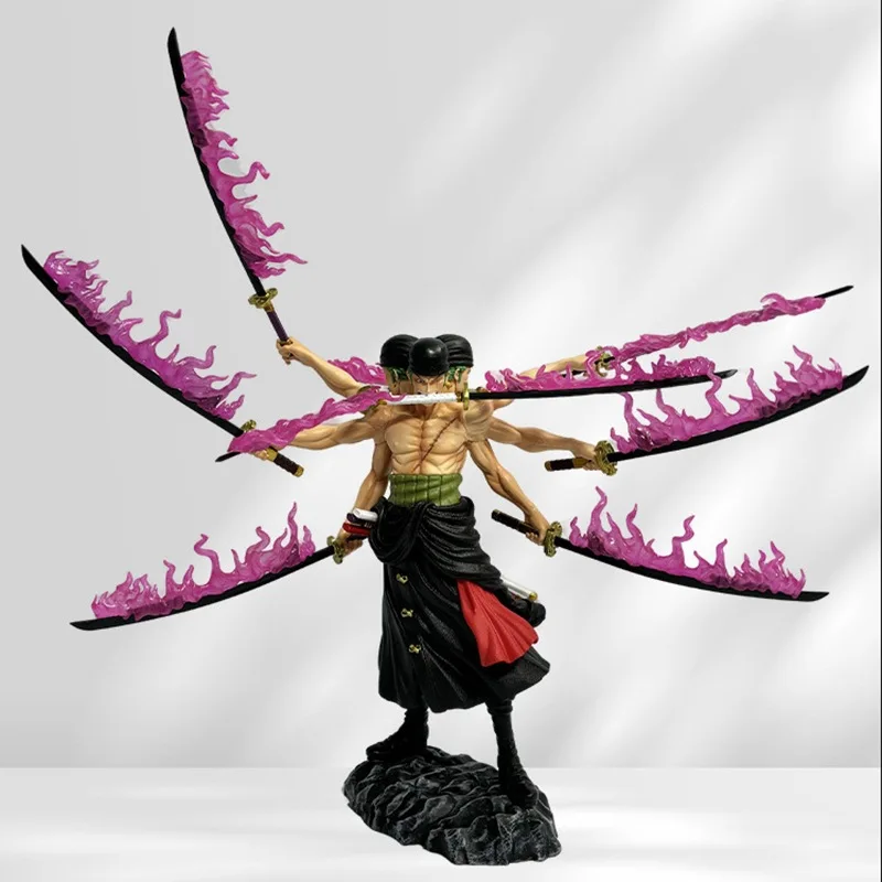 40cm One Piece Swordsman Nine Knives Flow Solon Activity Doll Statue Anime Small Statue PVC Model Doll