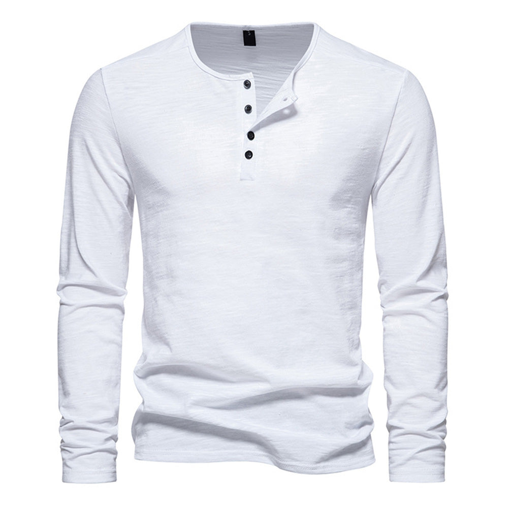 Men Long Sleeved T-shirt Cotton Slim Fit Bottoming Shirt Fitness
