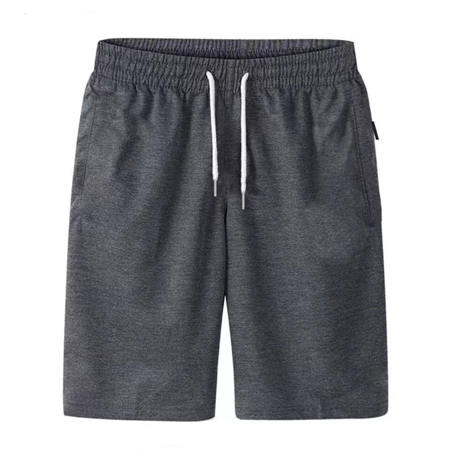 Mens Sports Pocket Solid Drawstring Board Trunk Beach Short Pants