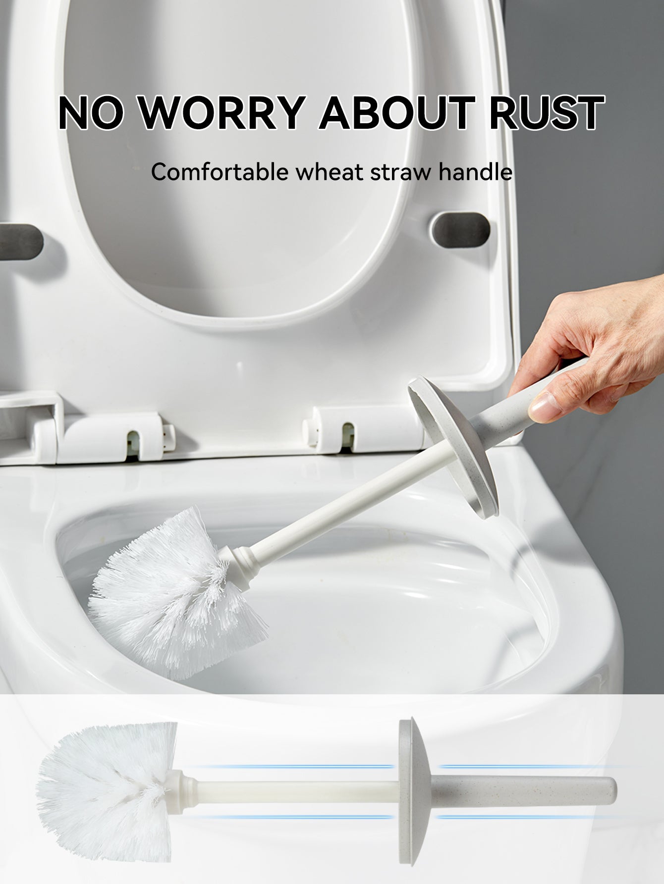 Plastic Toilet Brush With Standing Base Long Handle