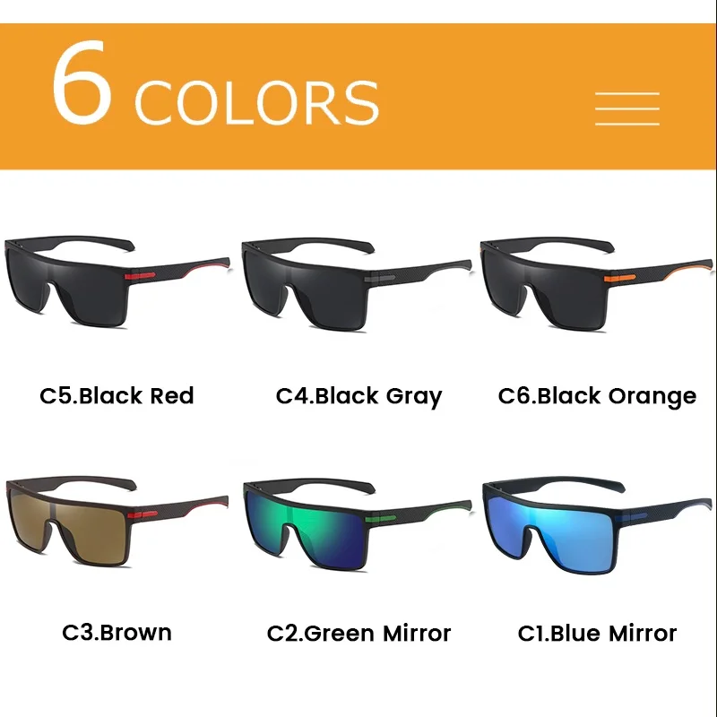 Polarized Sunglasses For Men Oversize Square Anti UV400 Male Mirror