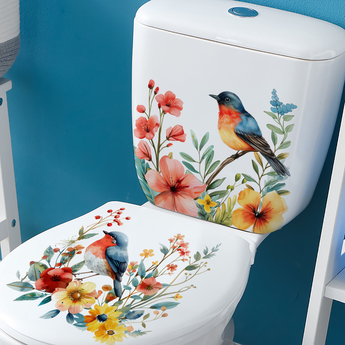 2PCS DIY bathroom sticker bird flower design for bathroom
