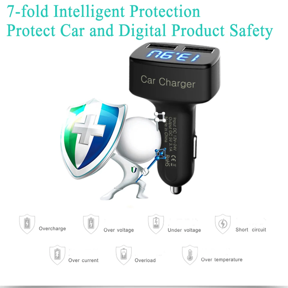 4 In 1 Car Charger Quick Charge 3.1A