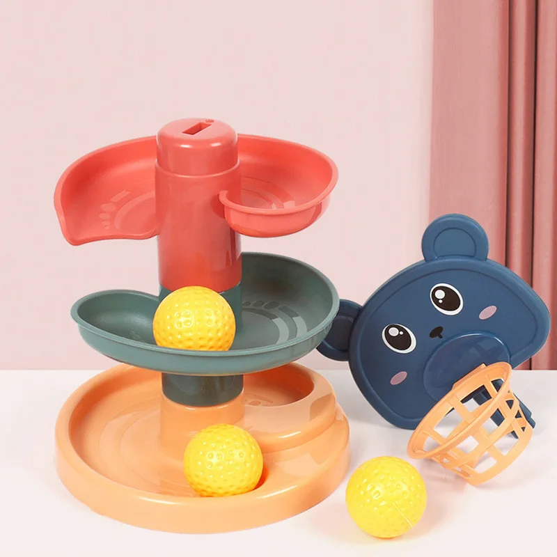 Baby Toy Rotating Rolling Ball Pile Tower Gliding Montessori Educational Toy