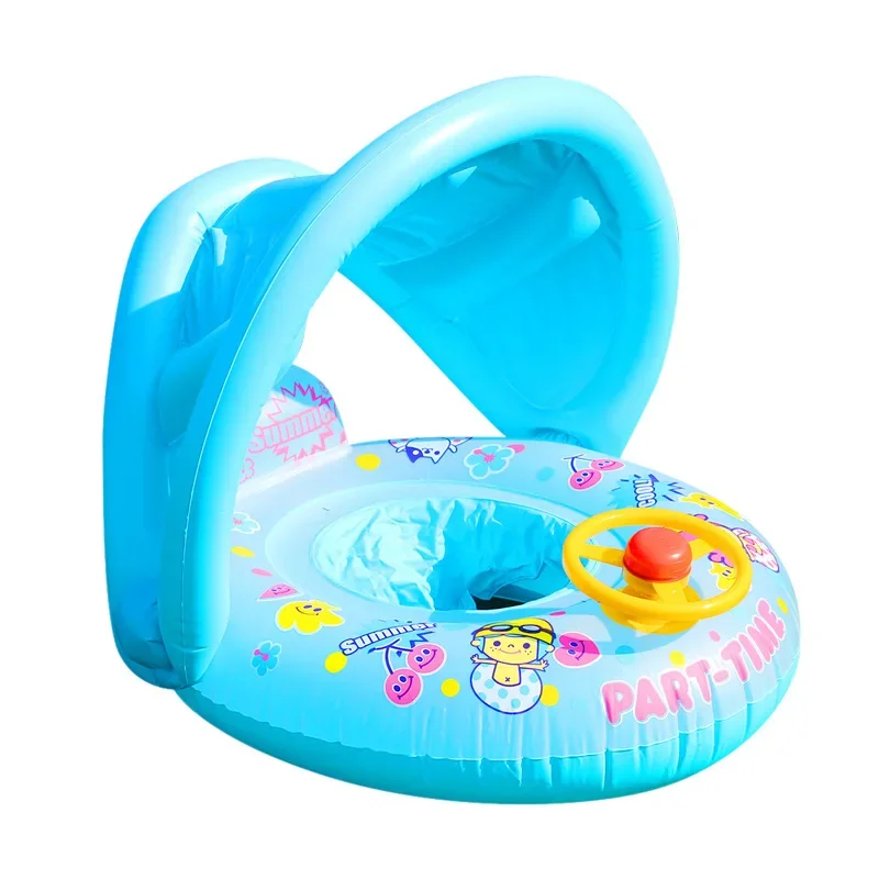 Baby Swimming Float with Sun Canopy Toddler Inflatable Swim Ring