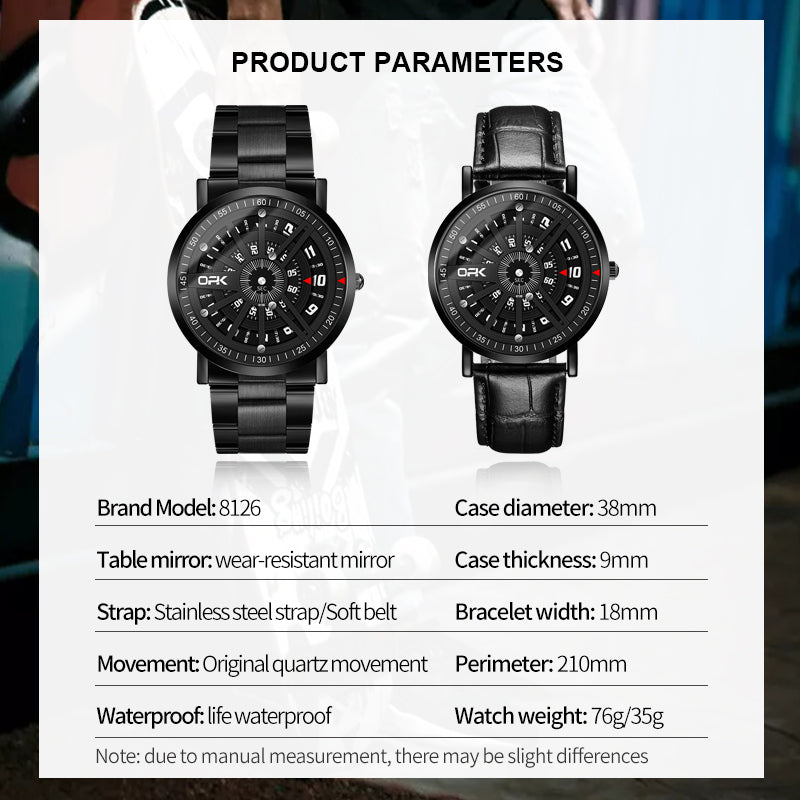 steel band digital display men's quartz watch