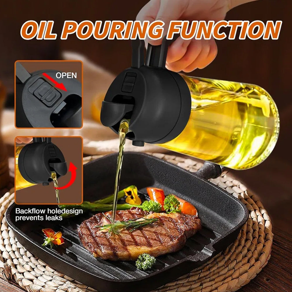 1-4Pc 2-in-1 Sprayer Pourer Oil Empty Bottle Plastic Oil Container Dispenser Vaporizer Kitchen