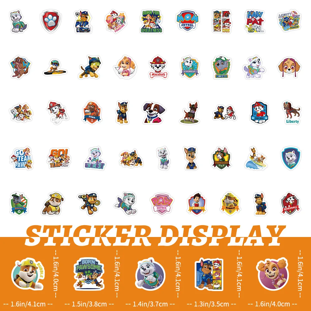 50PCS Cute Cute PAW Patrol Anime Stickers