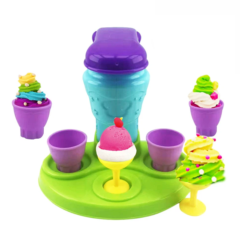 3D Color Clay Toy Kids Pretend Play Ice Cream Maker Burger
