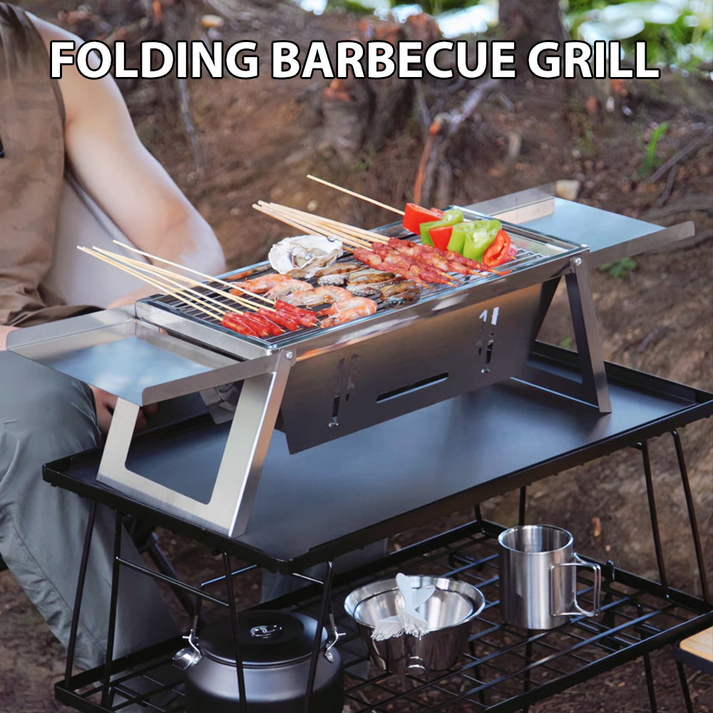 Stainless Steel Folding Barbecue Grill For Home And Outdoor